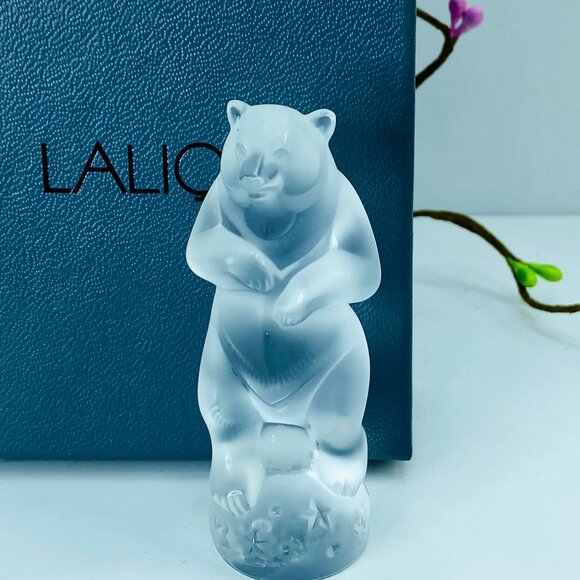 Lalique Crystal Dancing Bear Figurine Mint Condition In Original Box A472
